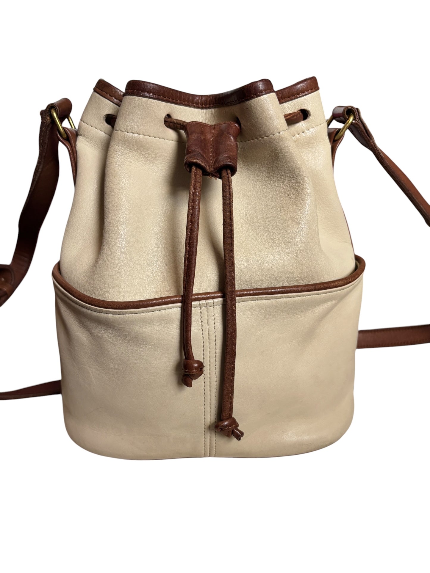 Vintage Coach Pocket Drawstring Spectator, Bone/Cocoa Trim